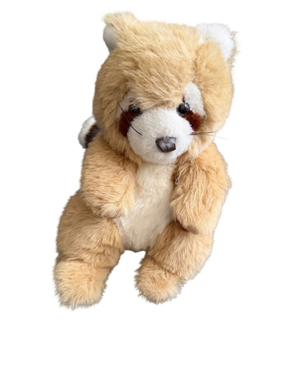 Vintage Plush Raccoon Stuffed Animal Toy 12" Tan & White With Striped Tail